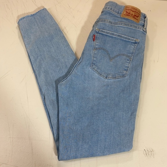 Levi's Classic Blue Straight Leg Jeans with Distressed Details - Picture 9 of 12